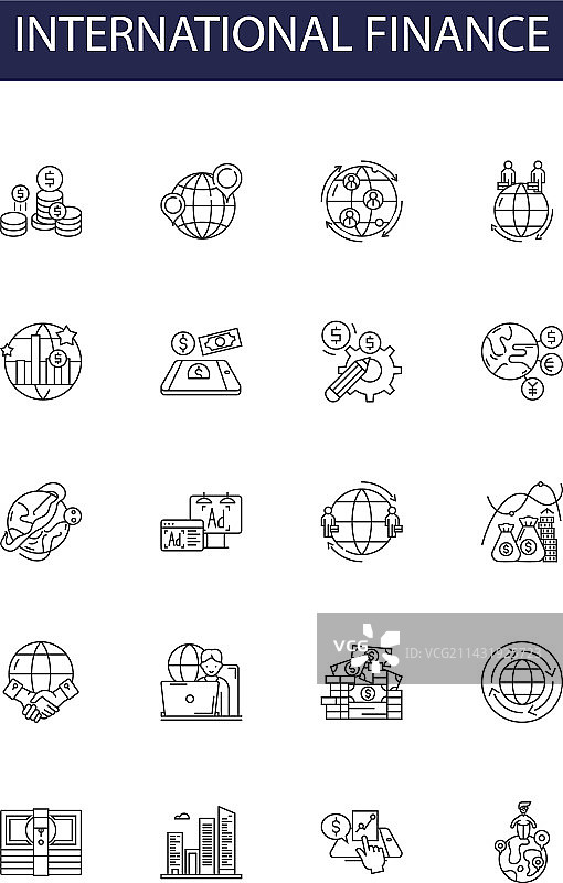 国际金融线性图标和标志图片素材