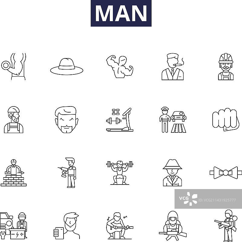 男人线条图标和标志图片素材