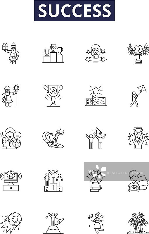 成功线性图标和标志图片素材