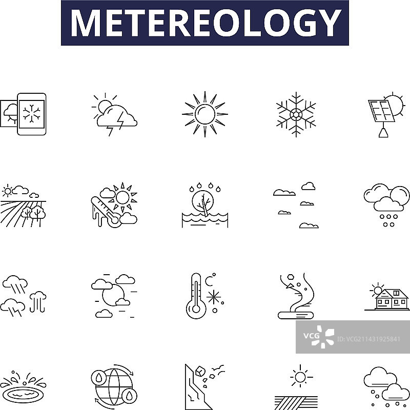 气象学线性图标和标志图片素材