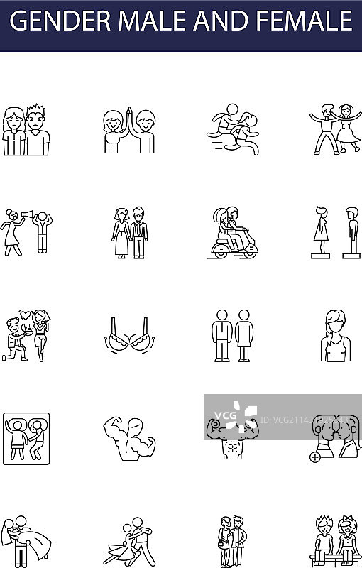男女性别线条图标和符号图片素材