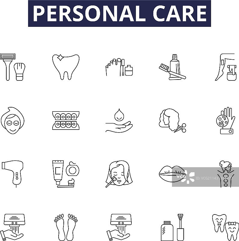 个人护理系列图标和卫生标志图片素材