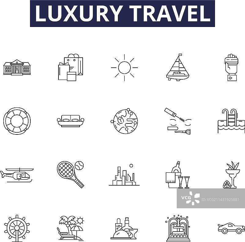奢华旅行线性图标和标志图片素材