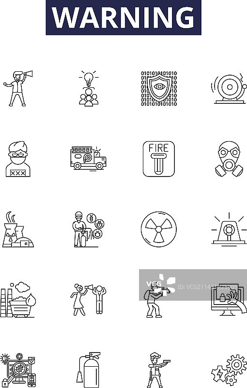 警告线条图标和标志图片素材