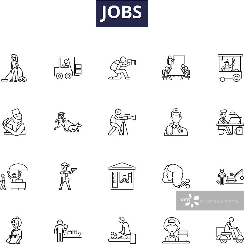 职业线性图标和标志图片素材