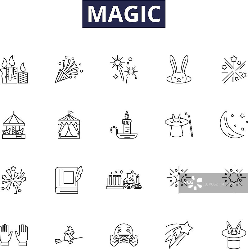 魔法线条图标和巫术符号图片素材
