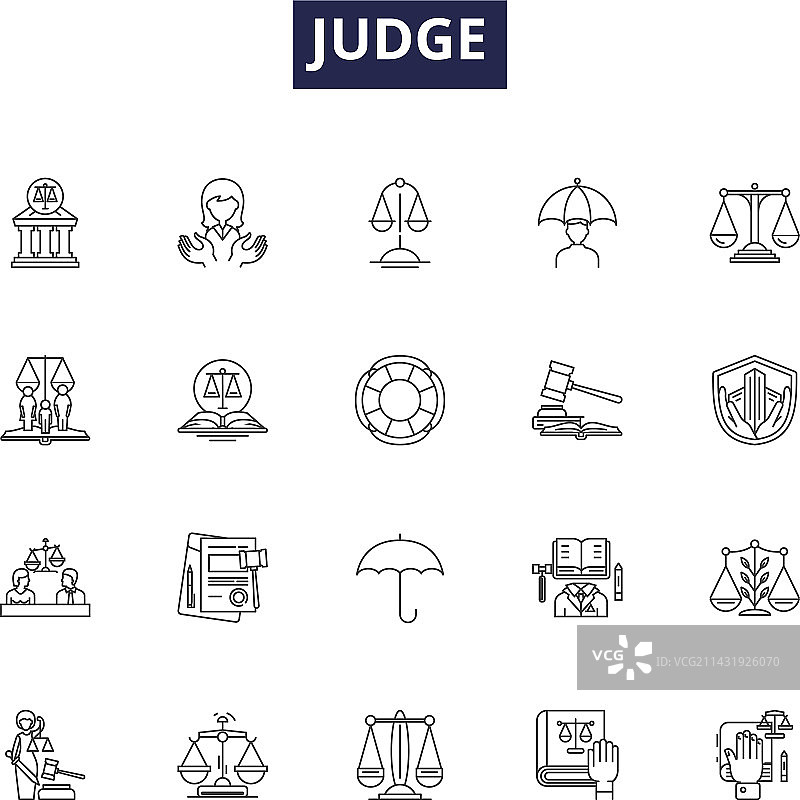 法官线条图标和标志，决定评估图片素材