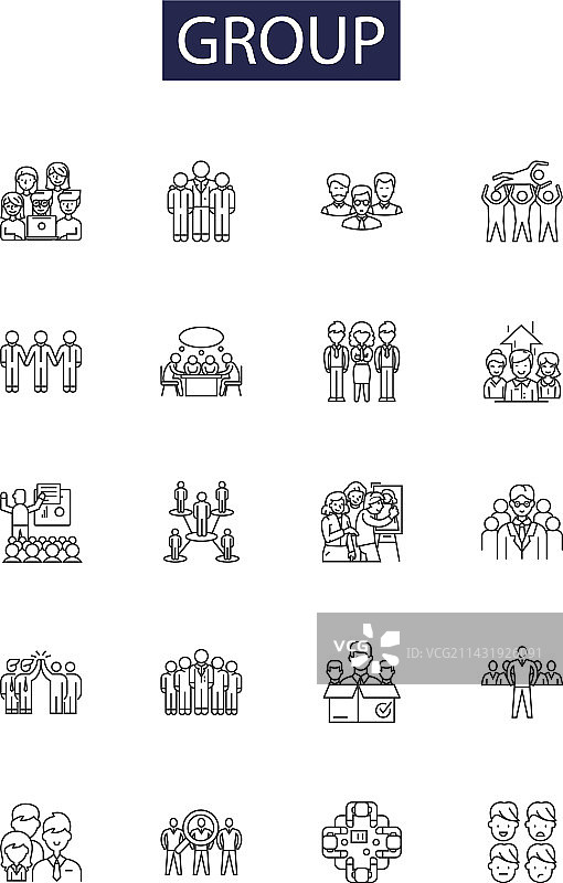 群组线条图标和标志图片素材