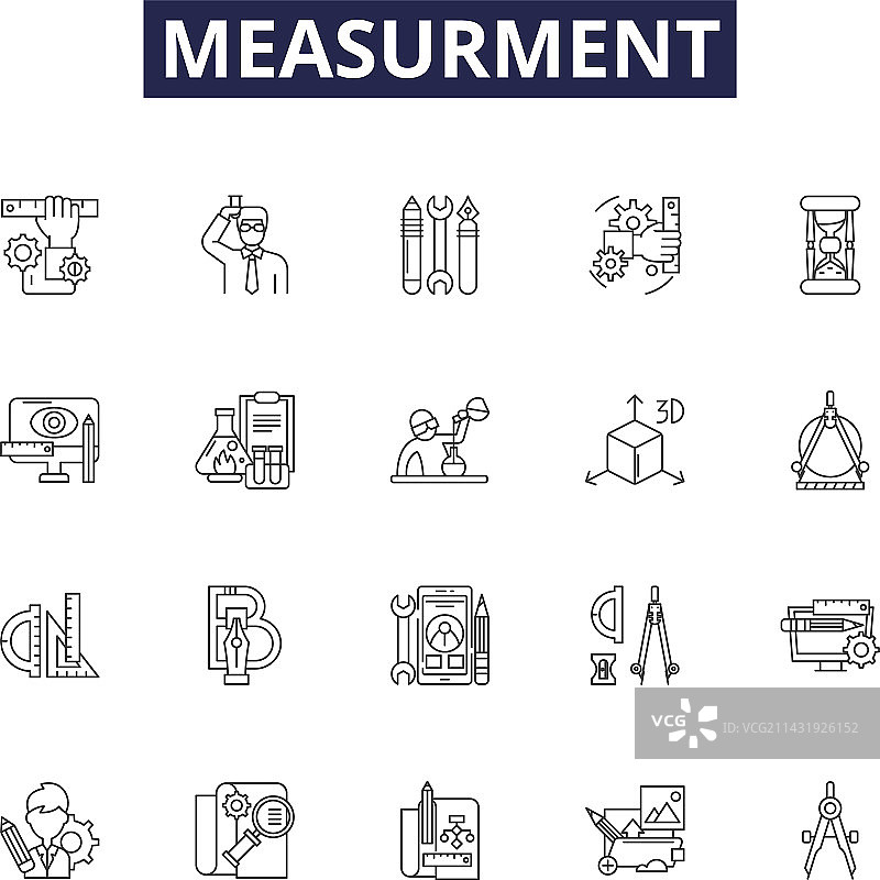 测量线条图标和符号量化图片素材