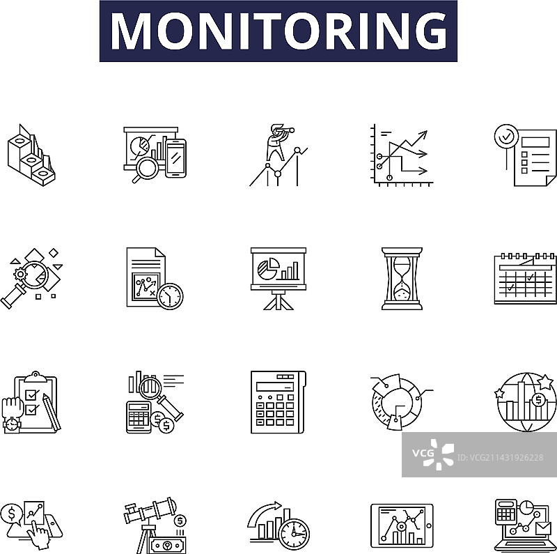监控线性图标和标志图片素材