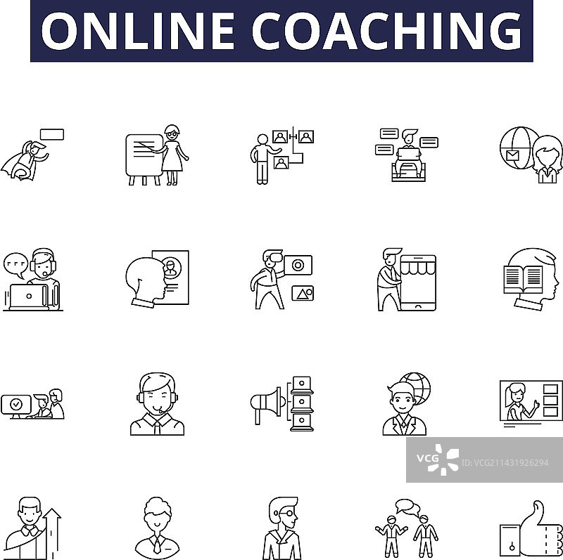 在线辅导线性图标和标志图片素材