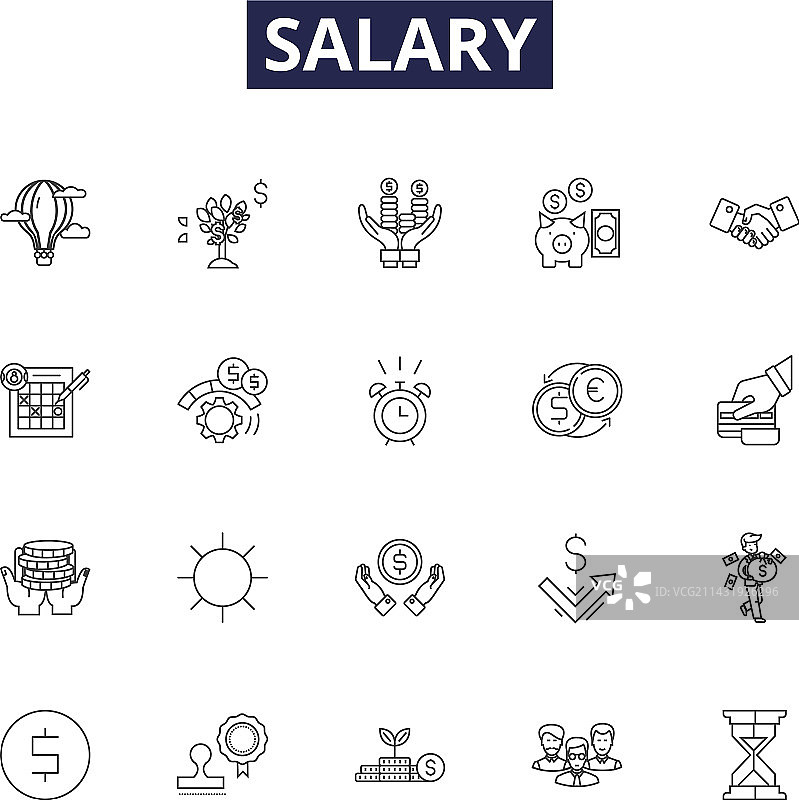 薪水支付线性图标图片素材