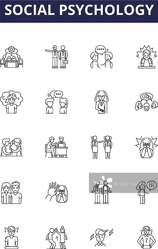 社会心理学线性图标和标志图片素材