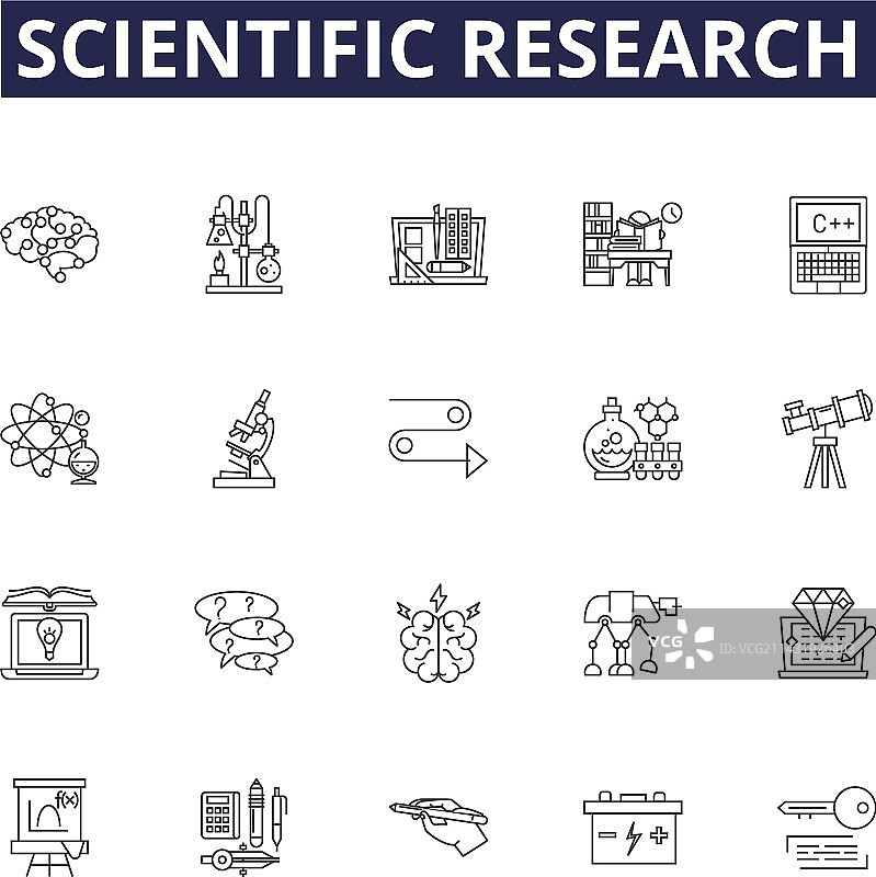 科学研究线性图标和标志图片素材