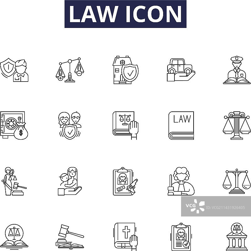 法律图标线条和正义标志图片素材