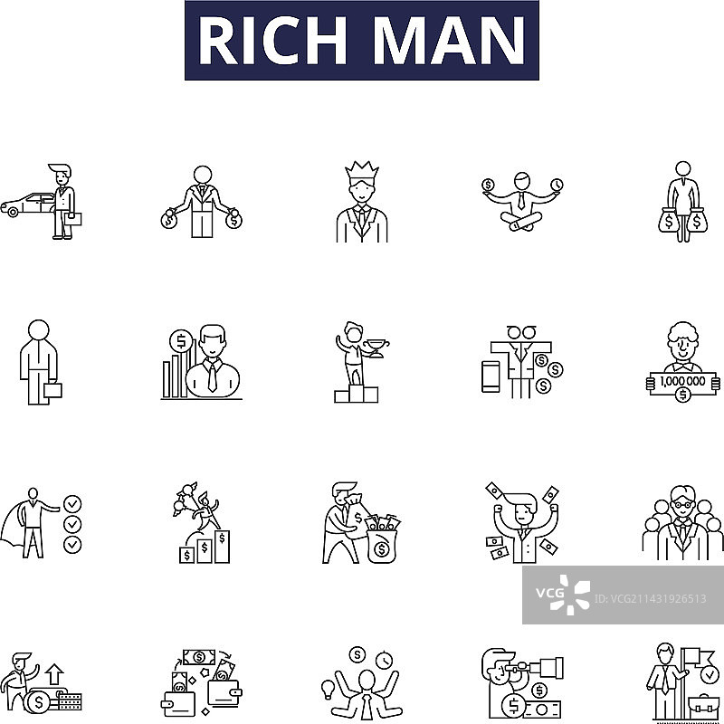 富人线条图标和标志图片素材