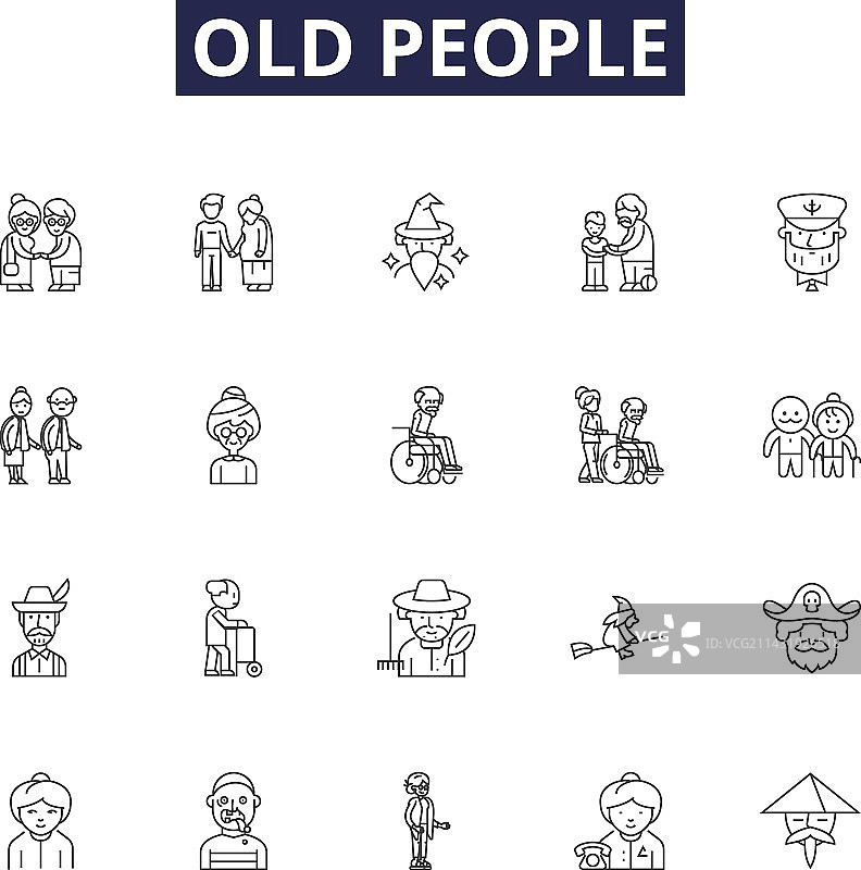 快乐老人线性图标和符号图片素材