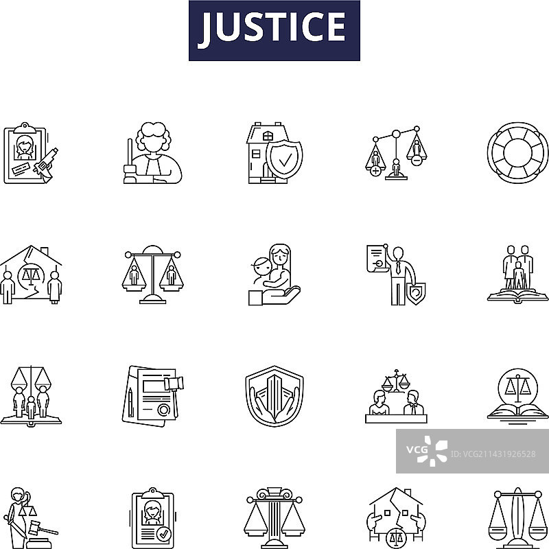 正义系列图标与公平标志图片素材