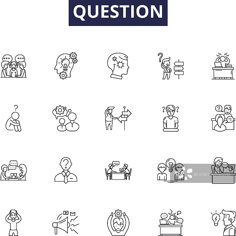 问题线条图标和符号标记图片素材