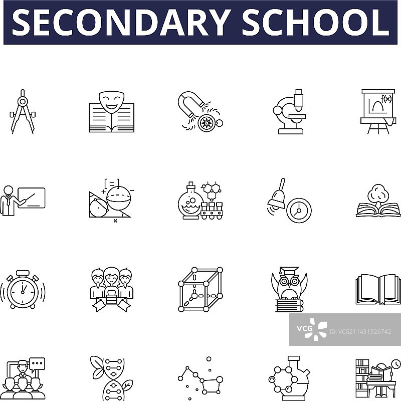 中学线性图标和标志图片素材
