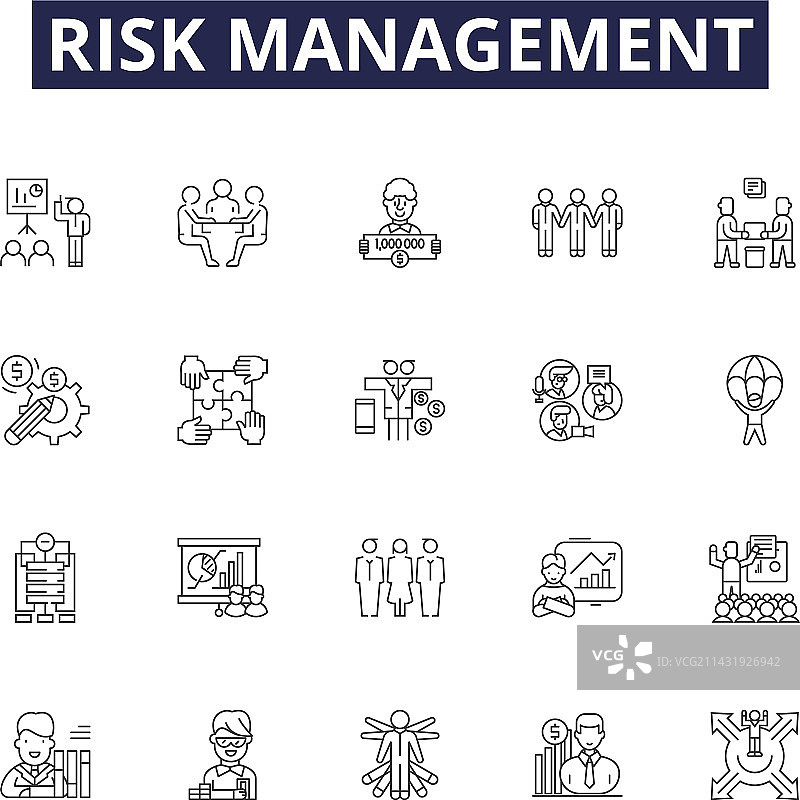 风险管理线性图标和标志图片素材
