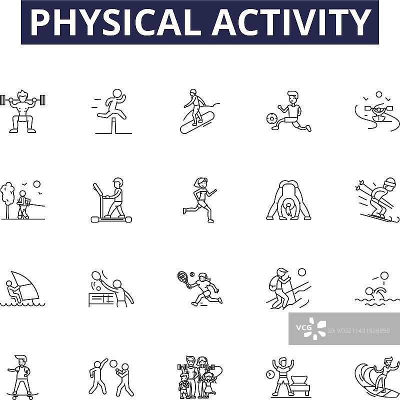 体育活动线性图标和标志图片素材