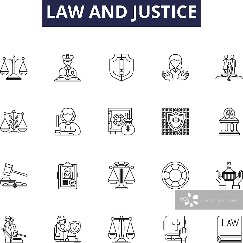 法律与公正线性图标和标志图片素材