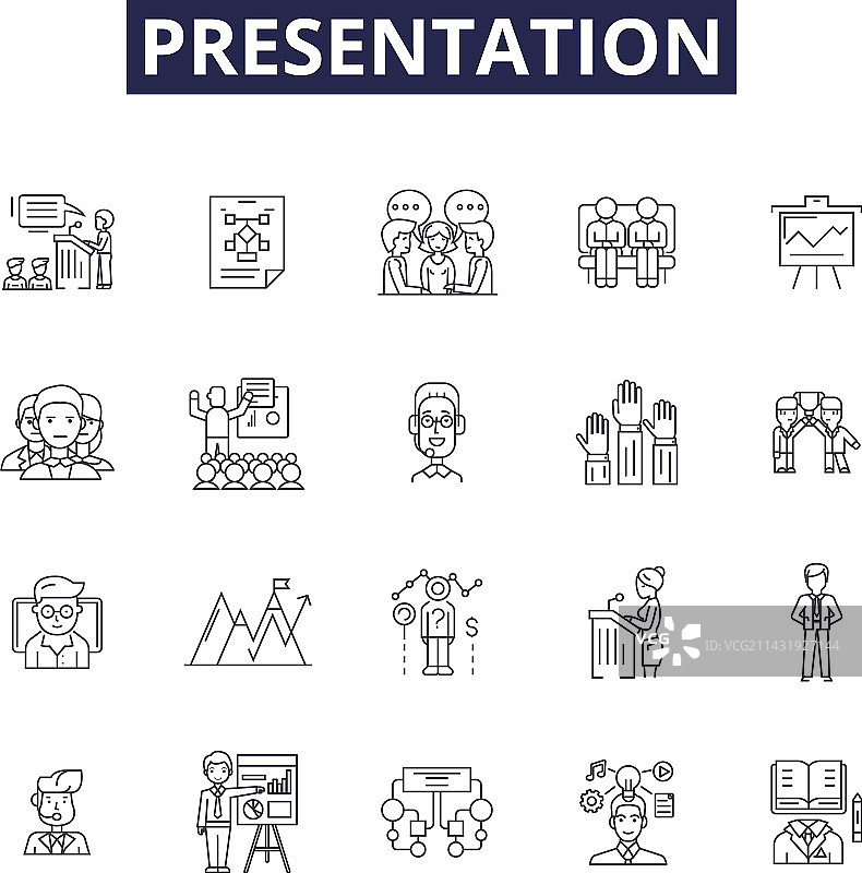 演示文稿线条图标和语音标志图片素材