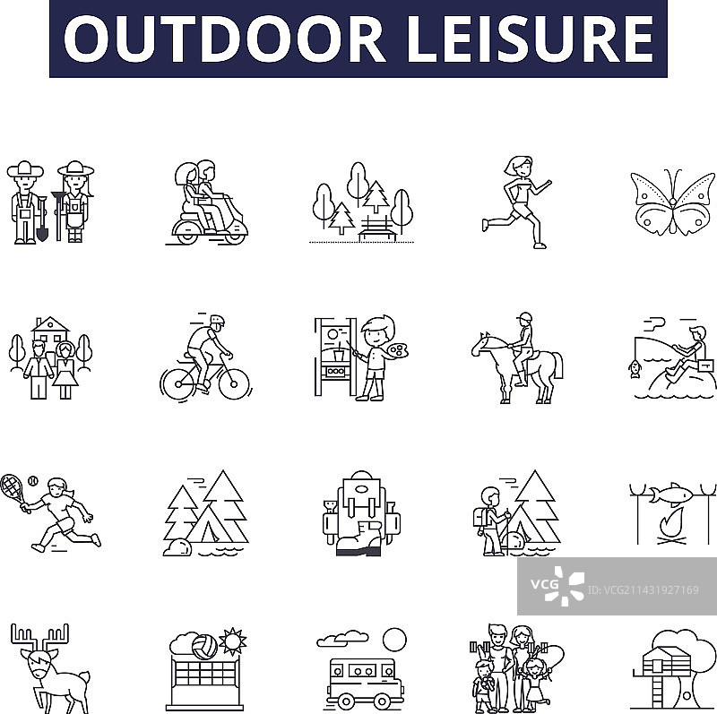 户外休闲线性图标和标志图片素材