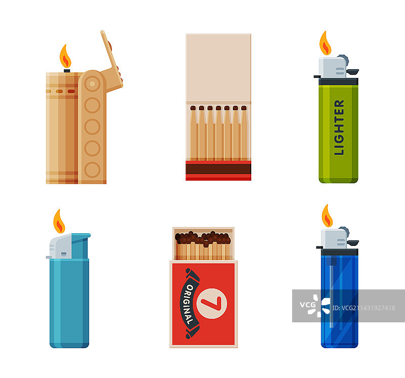 便携式打火机和火柴盒图片素材
