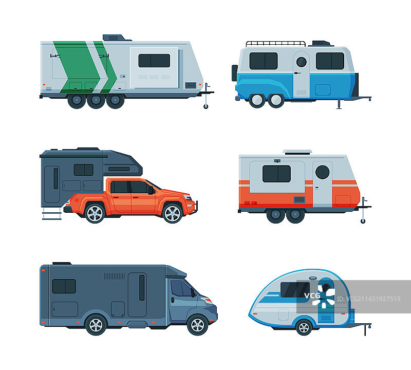 道路后方拖曳的旅行拖车图片素材