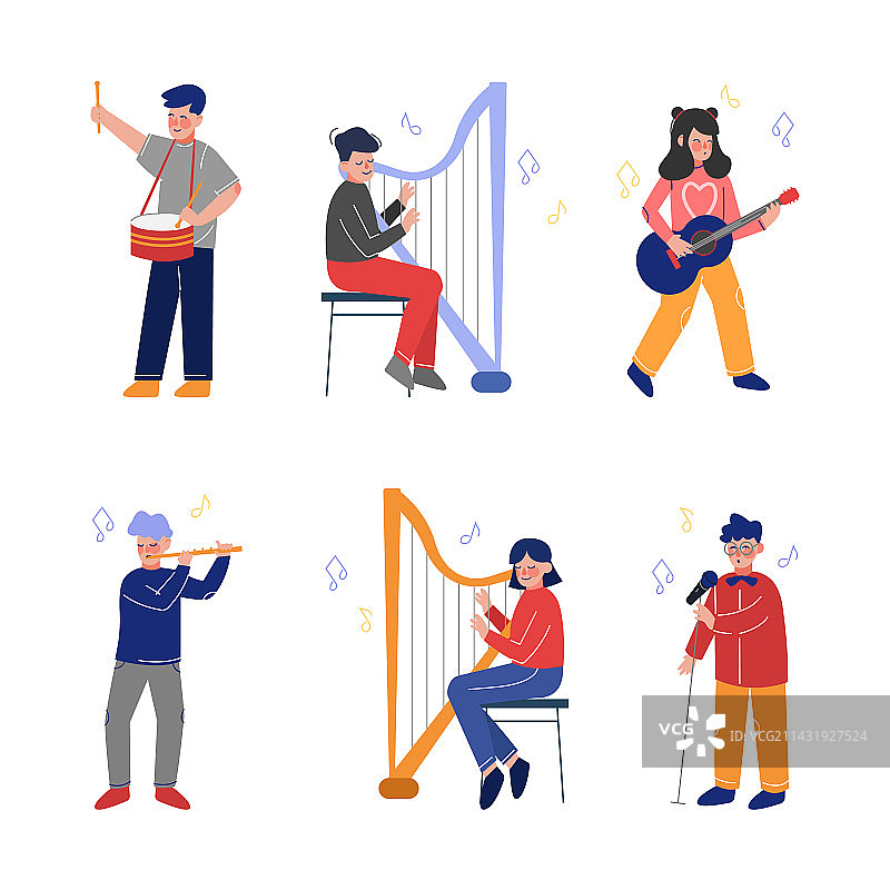 青少年男女演奏乐器图片素材