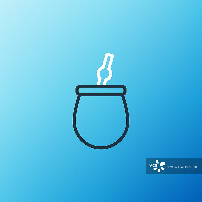 蓝色背景上的马黛茶线条图标图片素材