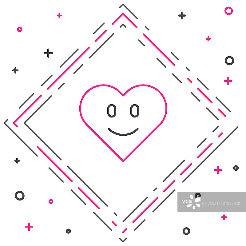 线条画：白色背景上的心形图标图片素材