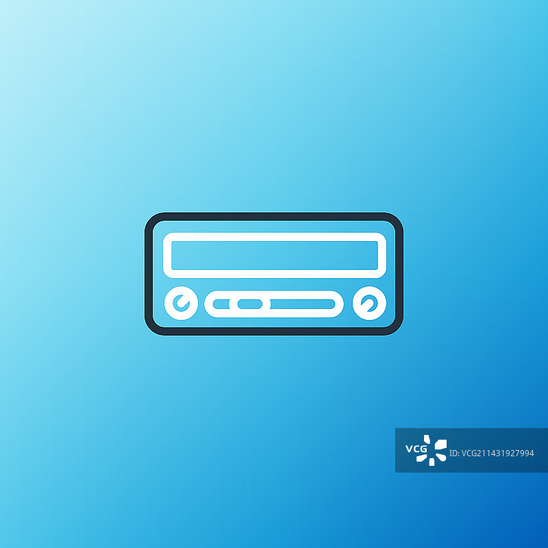 线条汽车音响图标（蓝色背景）图片素材