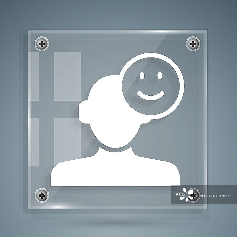 白色好心情图标，在灰色背景上隔离显示图片素材