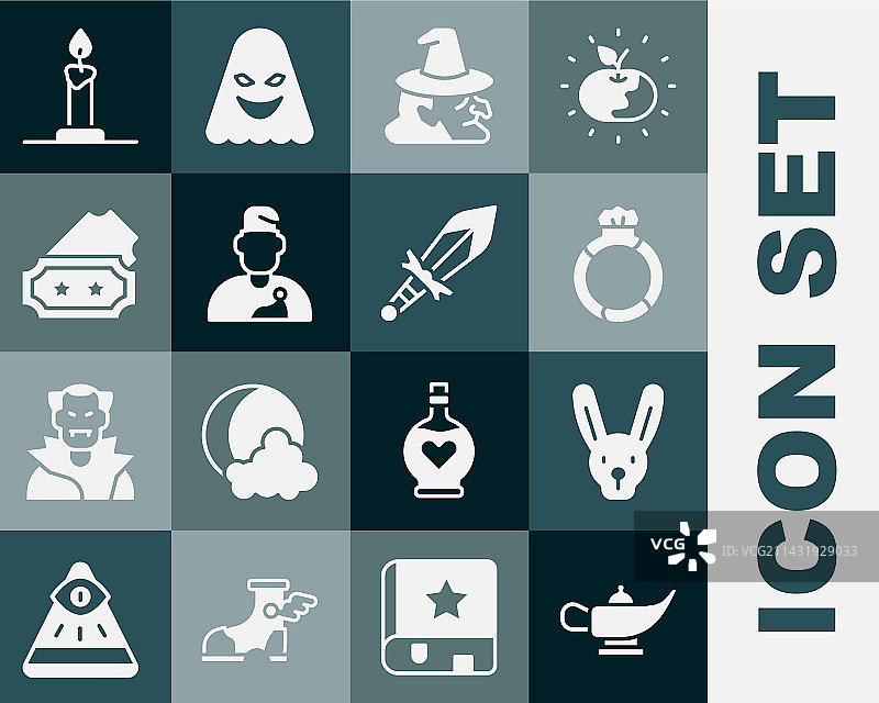 阿拉丁神灯兔子和石头套装图片素材