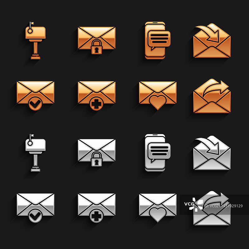 已接收消息概念信封外发套装图片素材