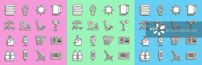 线条带签证护照马提尼酒杯图片素材