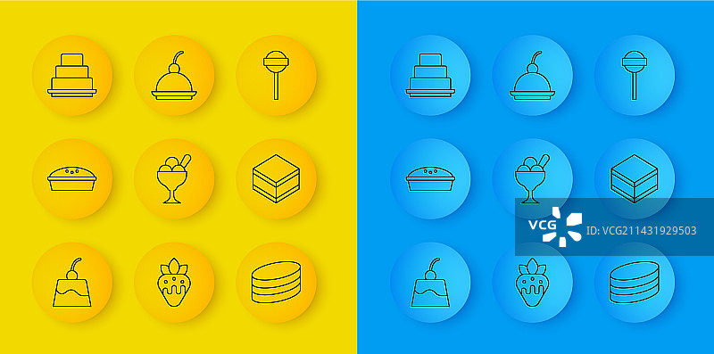 布丁蛋奶冻自制馅饼冰淇淋线条图片素材