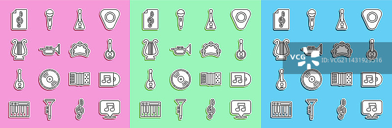 音符音调黑胶唱片班卓琴音乐合集图片素材