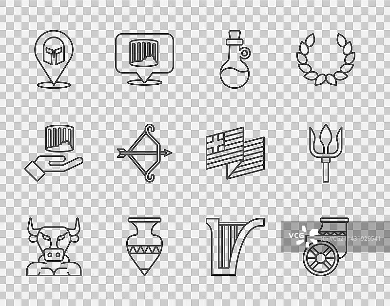 弥诺陶洛斯古代战车瓶子图标图片素材