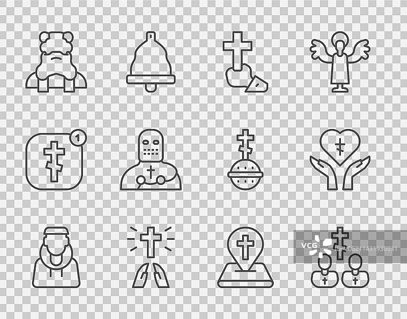 僧侣牧师手中拿着基督教十字架图片素材