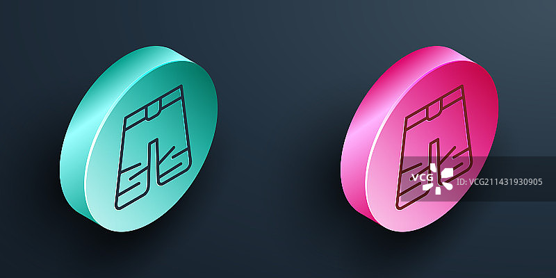 2.5D线条阔腿裤图标（黑色背景）图片素材