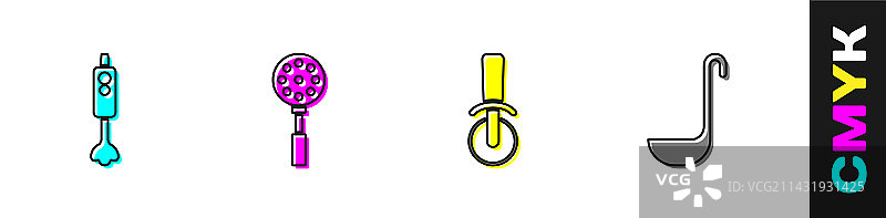 搅拌机刮刀披萨刀和厨房用具套装图片素材