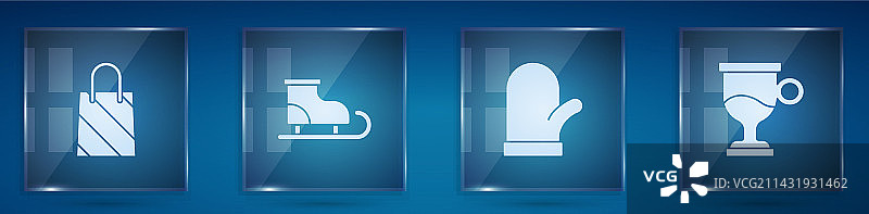 圣诞节购物袋花样滑冰手套套装图片素材