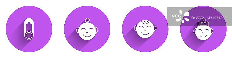 婴儿衣服夹子小男孩头像和女孩图片素材