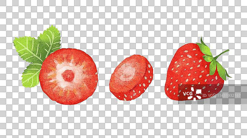 手绘水彩肌理草莓插画图片素材