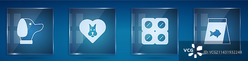 一套宠物狗心形药丸和鱼食图片素材