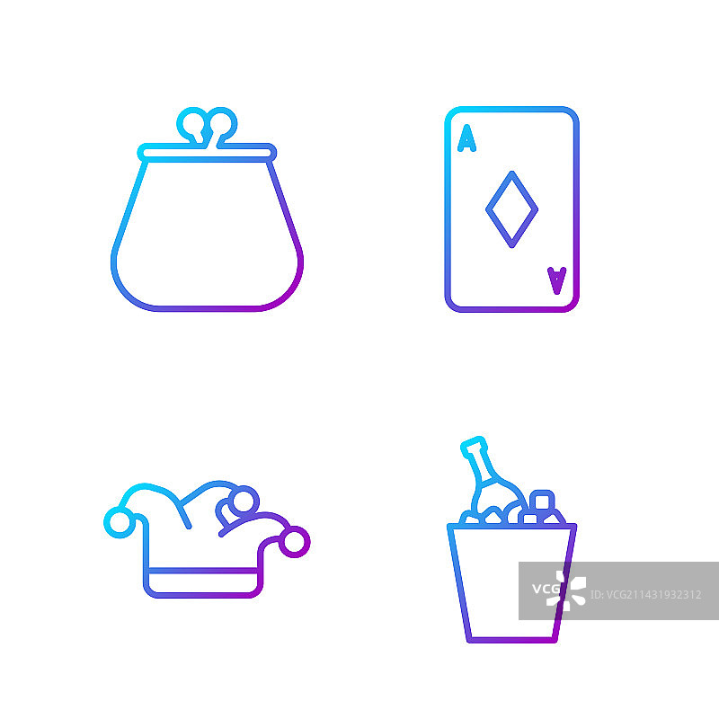 冰桶里的香槟和鬼牌线稿图片素材